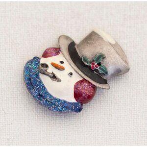 Vintage Sparkly Snowman Head Brooch, A12